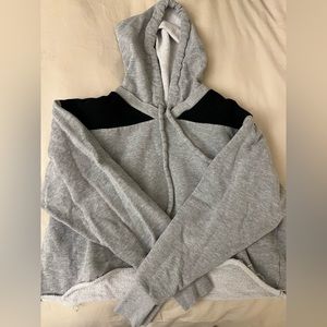 Wesley Gray Black Raw Edged Cropped Hoodie, Size XS